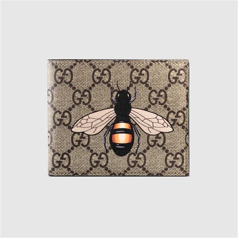 Gucci Bee print GG Supreme wallet